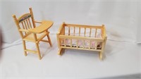 Vintage 'Baby Toy' Set, Crib & High Chair