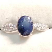 $160 Silver Sapphire  CZ Ring