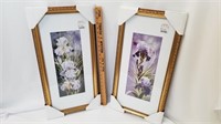 2 Purple Iris Flower Pictures in Gold Frames