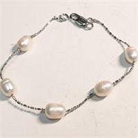 $240 Silver Pearl Bracelet