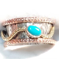 $120 Silver Blue Coral Ring