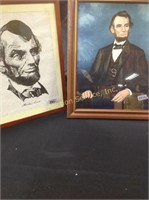 (2) Lincoln Pictures, one Drawing, one Print by