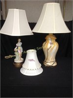(2) Lamps and (2) small Lamp Shades