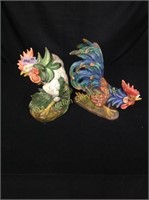 (2) Ceramic Roosters-one has chipped Beak