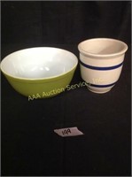Roseville Pottery and Pyrex Bowl