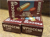 3 BOXES: FIOCCHI, 9 LUGER, 50 RDS PER BOX