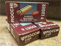 3 BOXES: FIOCCHI, 9 LUGER, 50 RDS PER BOX