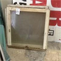 3 WOOD FRAME WINDOWS W/ GLASS  27" X 26"