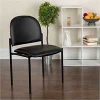 Black Vinyl Stackable Steel Side Reception Chair