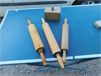3 ROLLING PINS & BUTTER MOLD