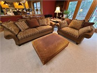 3 Piece Brown Upholstered Sofa Set