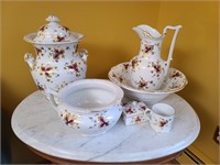 Antique Porcelain 6 Piece Wash Stand Set