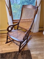 Antique Wooden Canned Rocking Chair