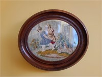 Antique Cross Stich in Wood Frame