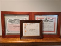 3 Antique Stock Certificates