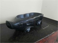 Black Wood Pig Bowl