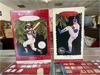 LOT OF 2 HALLMARK BASEBALL PLAYER CHRISTMAS ORNAM