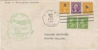 US Stamps Cover 1935 Guam to Philippines, with RPO