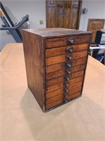 Antique Wooden 10 Drawer Tool Cabinet