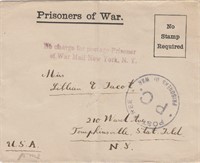 Prisoner of War Cover Yorkshire to NY with "No Cha