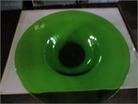 Emerald green glass 19" diameter plate bowl