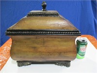 Heavy decorative box with lid - gold leaf feet 14"