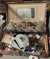 Jewelry box and contents to include large Qty