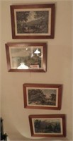 (4) Framed Currier and Ives prints 16” x 20”