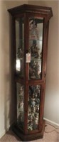 Fruitwood mirrored back curio cabinet with
