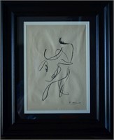 Attributed to Picasso Original Drawing Bull