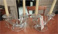 Pair candlewick double arm prismed candelabras