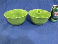 2 medium green 4" bowls - like Fiesta