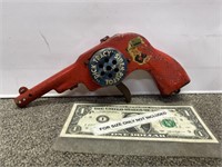Vintage Tin Dick Tracy Siren pistol toy gun works