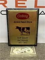 Doboy feed store Dairy award plaque advertising