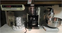 Sunbeam Mixmaster mixer, Mr. Coffee maker,