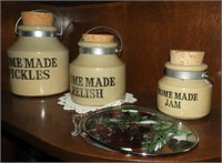 3pc Vintage style canister set: Pickles, Relish,
