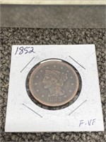 1852 large cent penny US coin