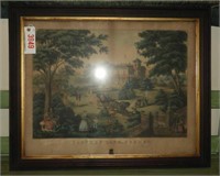 Framed hand colored 1867 lithograph titled