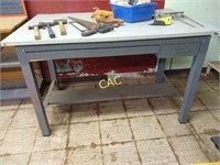 Metal Work Table with Drawer