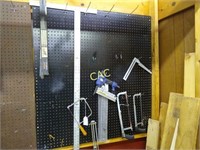 Pegboard Lot of Saws and Levels