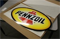 Pennzoil Double Sided Metal Sign, Unused