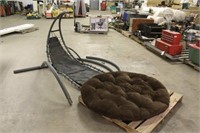 Hanging Curved Steel Chaise Lounge Chair & Papasan