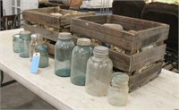 (2) Wood Crates w/Assorted Canning Jars