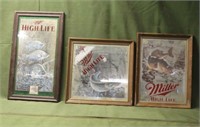(3) Miller High Life Mirrors Including Crappie,