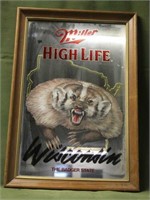 Miller High Life Wisconsin Badger Mirror Beer Sign