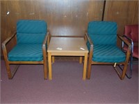 (2) Lobby Chairs and Side Table