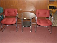 (2) Lobby Chairs and Side Table