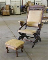 Vintage Glider Chair w/Foot Stool