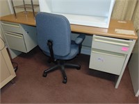 Large Metal Desk and Office Chair