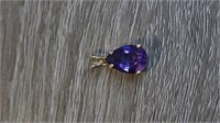 14K Yellow Gold & Amethyst Necklace Pendant
